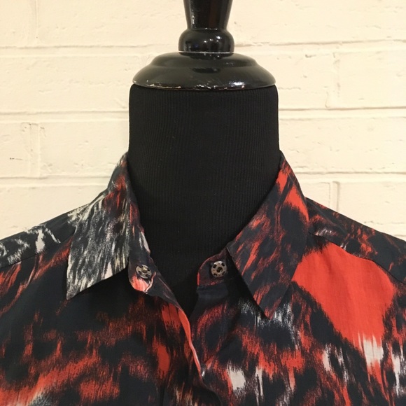 Dries Van Noten Snap Blouse Sz 38- Blk/Red/White - Picture 3 of 8